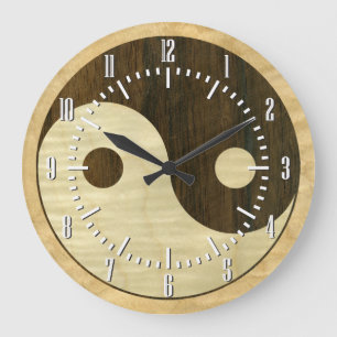 Wooden Yin Yang Symbol Grote Klok