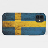 Wooden Zweden vlag Case-Mate iPhone Case (Achterkant (horizontaal))