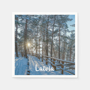 Woodenpad door sneeuwwinterbos servet