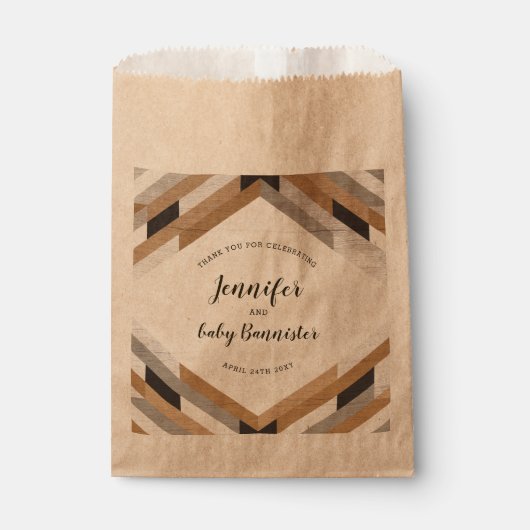 Woodgrain Collage Neutral Baby shower Gift Bag Bedankzakje (Voorkant)