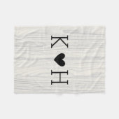 Woodgrain Couple's Initialen Personalized Wedding Fleece Deken (Voorkant (Horizontaal))