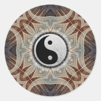 Woodgrain Geometrische Kunst Yin Yang Sticker