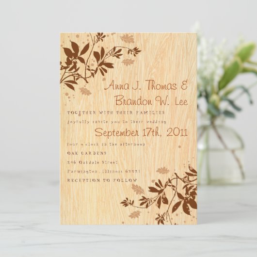 Woodgrain met Uitnodiging tot weddenschap met Leav (Staand voorkant)