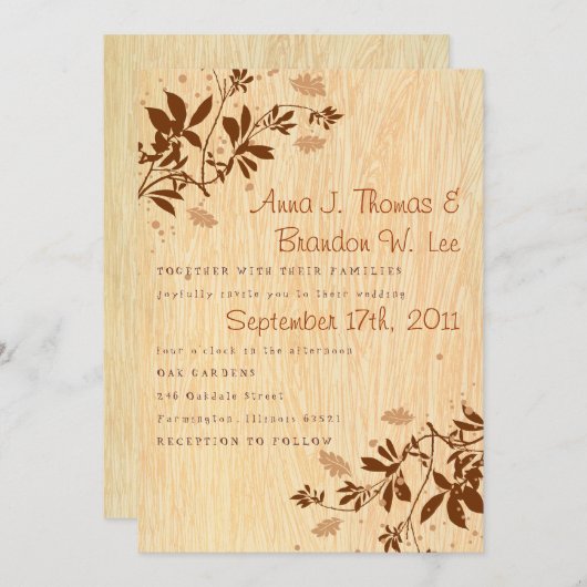 Woodgrain met Uitnodiging tot weddenschap met Leav (Voorkant / Achterkant)