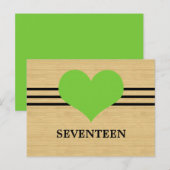 Woodgrain Mod Heart Numéro de table Carte postale, (Devant / Derrière)