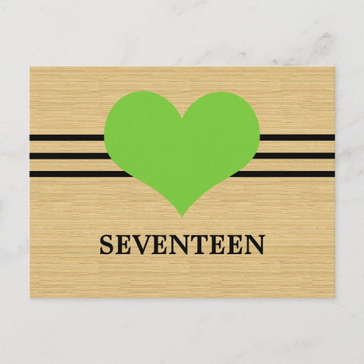 Woodgrain Mod Heart Numéro de table Carte postale, (Devant)