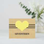 Woodgrain Mod Heart Numéro de table Carte postale, (Debout devant)