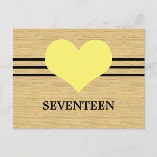 Woodgrain Mod Heart Numéro de table Carte postale, (Devant)