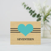 Woodgrain Mod Heart Numéro de table Carte postale, (Debout devant)