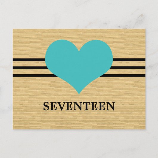 Woodgrain Mod Heart Numéro de table Carte postale, (Devant)