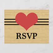 Woodgrain Mod Heart RSVP Briefkaart, rood Uitnodiging Briefkaart (Voorkant)