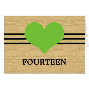 Woodgrain Mod Heart Table Number Kaart, groen
