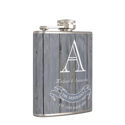 Woodgrain Rustic Light Grey  Monogram Heupfles (Rechts)