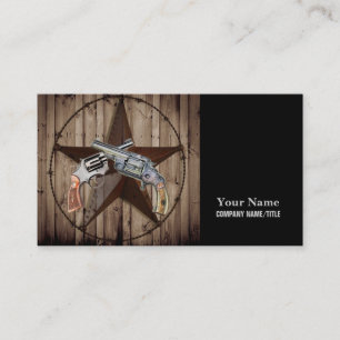 Woodgrain texas ster cowboy western pistool visitekaartje