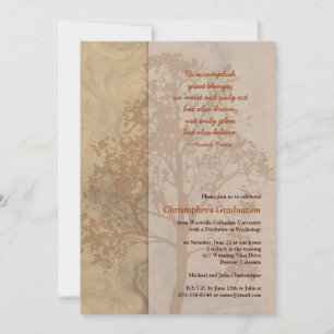 Woodgrain Tree Shadow Brown Afstuderen Invitation Kaart