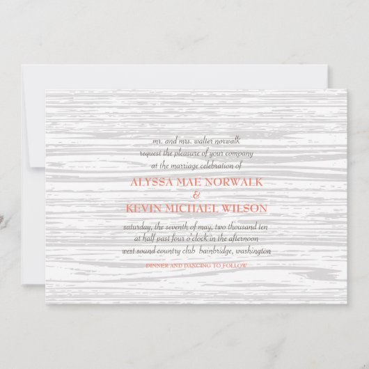 Woodgrain Wedding Invitation Kaart (Voorkant)