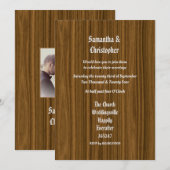 Woodgrain wedding photo invitation (Devant / Derrière)