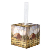 Woodgrain westerne land rode schuur bruiloft ornament (Voorkant hoekig)