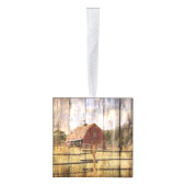 Woodgrain westerne land rode schuur bruiloft ornament (Rechts)