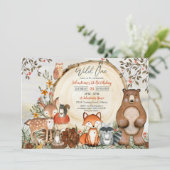 Woodland 1er anniversaire Invitation Boy Wild One (Debout devant)