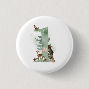 Woodland 1st Birthday badge Ronde Button 3,2 Cm