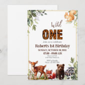 Woodland 1st Wild One Forest Dieren Verjaardag Kaart (Voorkant / Achterkant)