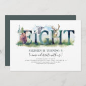 Woodland 8 - 8e verjaardag uitnodiging (Voorkant / Achterkant)