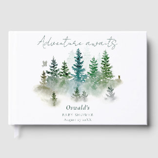Woodland Adventure Awaits Watercolor Baby Shower Gastenboek