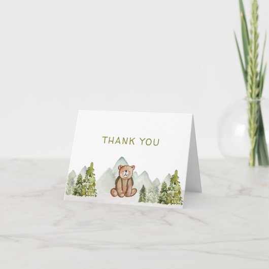 Woodland Adventure Baby shower Merci Cartes (Devant)