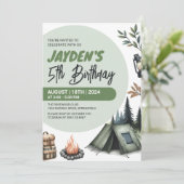 Woodland Adventure Camping Verjaardag Kaart (Staand voorkant)