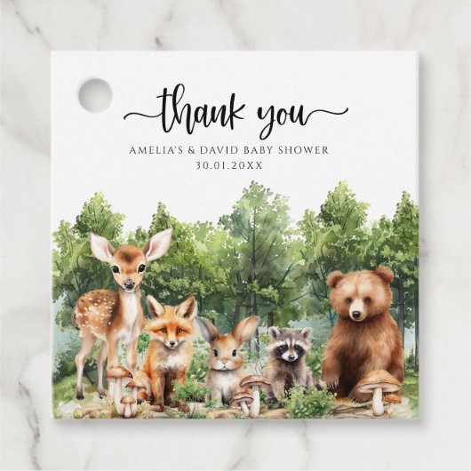 Woodland Adventure Green Forest Dank u wel Bedankjes Labels (Voorkant)
