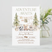 Woodland Adventure Oh Boy Baby shower Invitation (Debout devant)