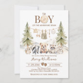Woodland Adventure Oh Boy Baby shower Uitnodiging (Voorkant)