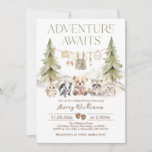 Woodland Adventure Oh Boy Baby shower Uitnodiging (Voorkant)