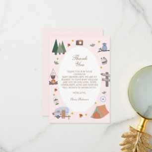 Woodland Adventure wacht op Camping Baby shower Bedankkaart