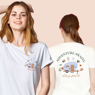 Woodland Adventure wacht op Camping Mama T-shirt