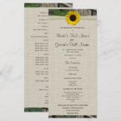 Woodland and Sunflower huwelijksprogramma Programma (Voorkant / Achterkant)