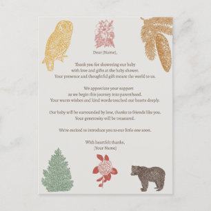 Woodland Animal Baby Aankondiging Briefkaart