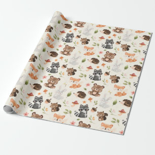 Woodland Animal Baby shower Birthday Cadeaupapier