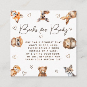 Woodland Animal Baby shower boeken voor baby Informatiekaartje