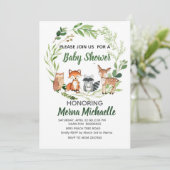woodland animal baby shower invitation kaart (Staand voorkant)
