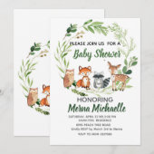 woodland animal baby shower invitation kaart (Voorkant / Achterkant)