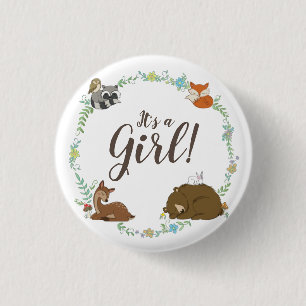 Woodland Animal Baby shower Ronde Button 3,2 Cm