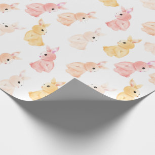 Woodland Animal Baby shower Waterverf Roze Geel Cadeaupapier