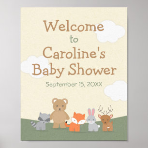 Woodland Animal Baby shower WelkomstPoster Poster