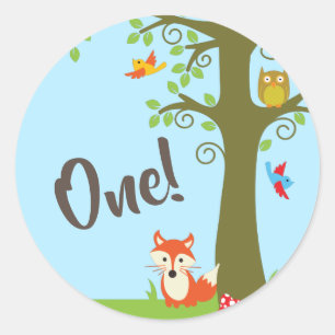 Woodland Animal Birthday Cute Kinder Forest Friend Ronde Sticker
