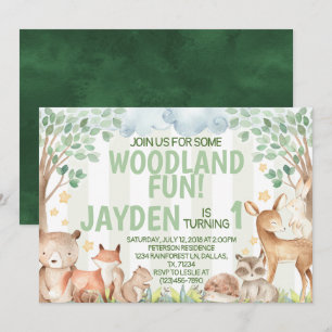 Woodland Animal Birthday Party Uitnodiging