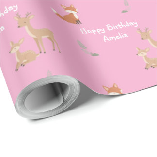  Woodland Animal Birthday Personalized  Cadeaupapier