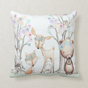 Woodland Animal Boho Baby Girl Nursery Pillow Kussen