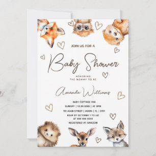 Woodland Animal Boy Meisje Baby shower Uitnodiging